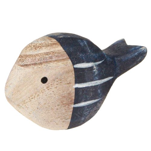 daiktų Medinės žuvies jūrinės stalo puošmenos Natural Blue White 8-9cm 8 vnt