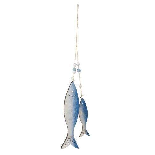 Floristik24 Medinės žuvies dekoratyvinės pakabos žuvis mėlyna balta 11,5/20cm rinkinys 2 vnt