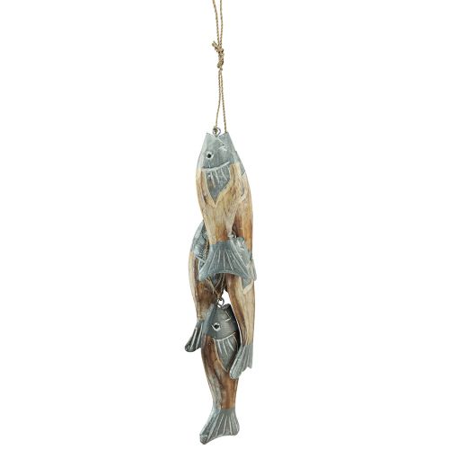 daiktų Medinė žuvies sidabrinė pilka kabykla su 5 žuvytėmis 15cm