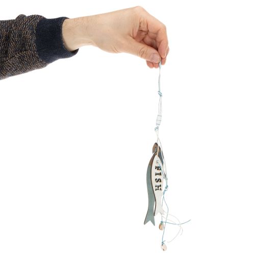 Mediniai žuvų pakabukai, mėlyni, 36 cm, 4 vnt. | Floristik24.lt