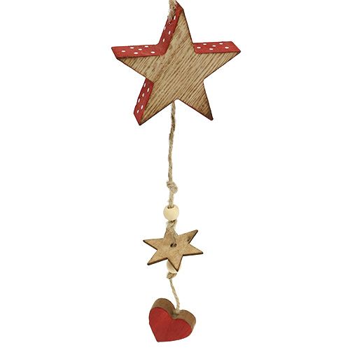 Floristik24 Medinė kabykla žvaigždė ir angelas natūralus / raudonas 48cm 4vnt