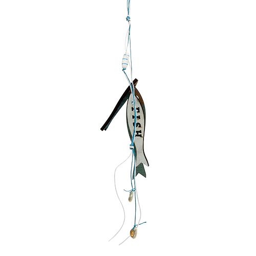 Medinė kabykla žuvies mėlyna 36cm 4 vnt
