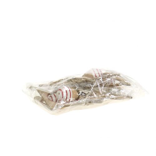 Floristik24 Velykiniai zuikiai iš medžio pakabinti su velykiniais kiaušiniais 12cm - 14,5cm 4vnt
