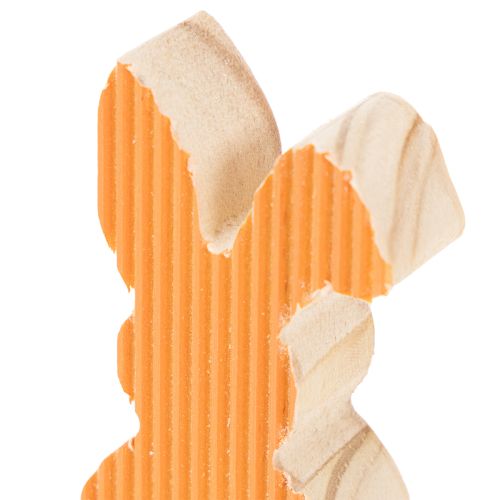 daiktų Mediniai Velykų zuikučių papuošimai, geltoni ir oranžiniai, 4x8cm, 6 vnt.