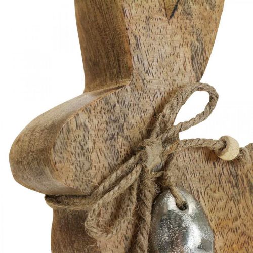 Floristik24 Medinė triušio puošmena stalo puošmena Velykų mango mediena 13×4×15cm