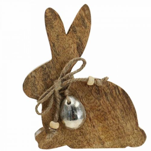 Floristik24 Medinė triušio puošmena stalo puošmena Velykų mango mediena 13×4×15cm