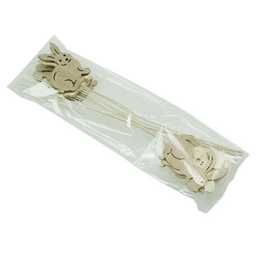 Floristik24 Mediniai zuikiai su natūralia viela. 6cmx8cm L31cm 18 vnt