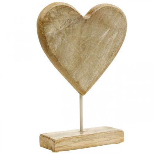 Medinė širdies širdelė ant pagaliuko deko širdelės mediena natūrali 25,5cm H33cm
