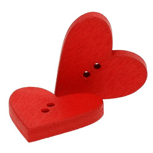 Floristik24 Medinės širdelės sagos 2,5cm raudonos 48 vnt