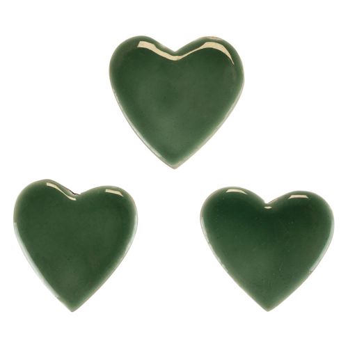 Floristik24 Medinės širdelės dekoratyvinės širdelės žalios blizgios medienos 4,5cm 8vnt