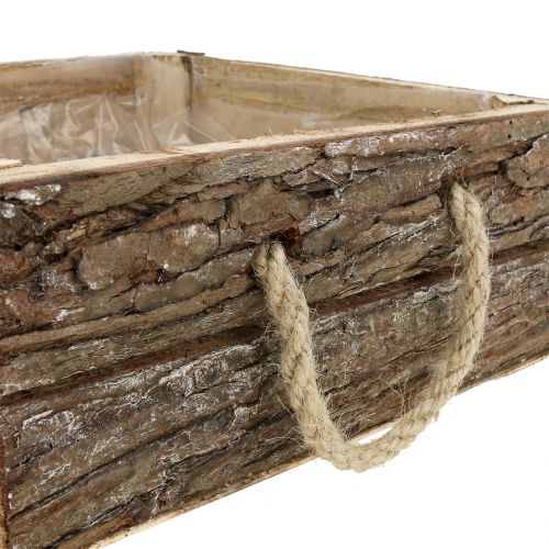 Floristik24 Natūralios medinės dėžutės su virvinėmis rankenomis 25x25cm H9cm
