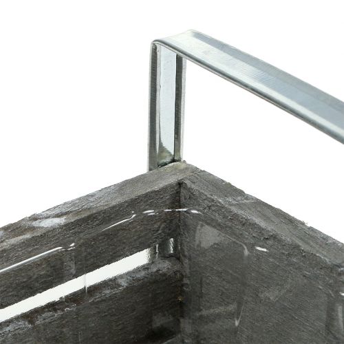 Floristik24 Medinė dėžutė pilka 20cm x 9cm H6cm su rankenomis