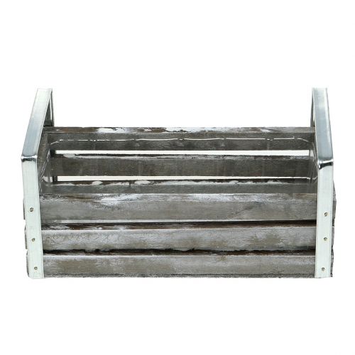 Floristik24 Medinė dėžutė pilka 20cm x 9cm H6cm su rankenomis