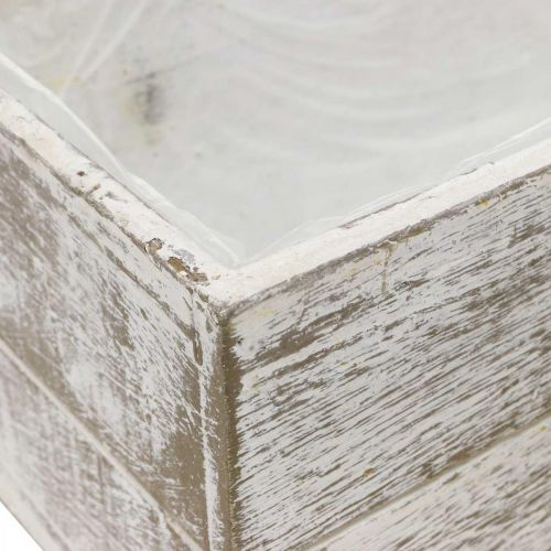 Floristik24 Sodinamosios dėžutės medinė vintažinė kreminė, ruda 32×16/28×13cm rinkinys po 2