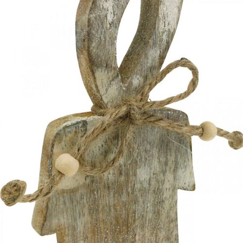 Floristik24 Medinė žvakė, stalo puošmena Shabby Chic, medžio apdaila su blizgučio efektu H29,5cm