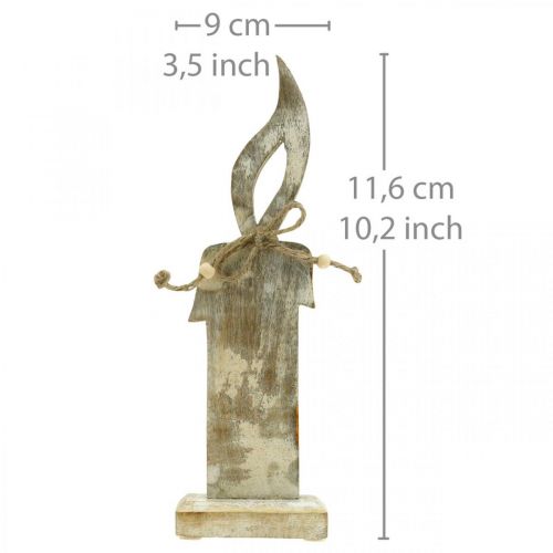 Floristik24 Medinė žvakė, stalo puošmena Shabby Chic, medžio apdaila su blizgučio efektu H29,5cm