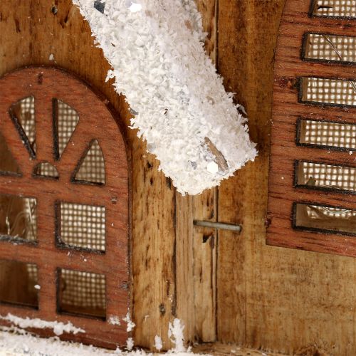 Floristik24 Medinė bažnyčia su LED apšvietimu šiltai balta 5L 16cm x 27cm