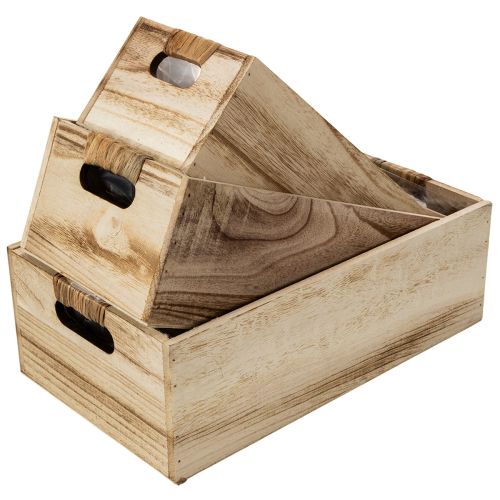 Medinės dėžutės su kreidine lenta ženklinimui, 3 vnt. rinkinys, 36 cm | Floristik24.lt