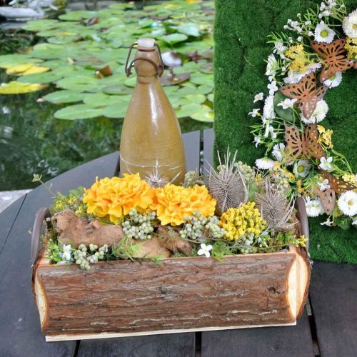 daiktų Medinė dėžutė sodinimui, augalų vazonas su rankenomis, gėlių dėžutė su žieve 45,5 cm