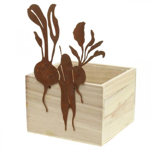 daiktų Augalinės dėžutės mediena su rūdžių dekoravimu daržovių vazonas 17×17×12cm