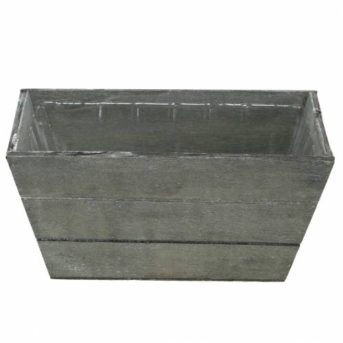 Floristik24 Sodinamoji medinė dėžė pilka skalbta 20x12cm H10cm