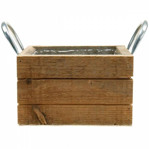 Floristik24 Augalų dėžutė medinė dėžutė su rankenomis natūralios 16,5×16,5cm