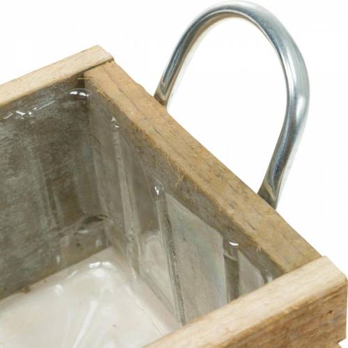 Floristik24 Augalų dėžutė medinė dėžutė su rankenomis natūralios 16,5×16,5cm