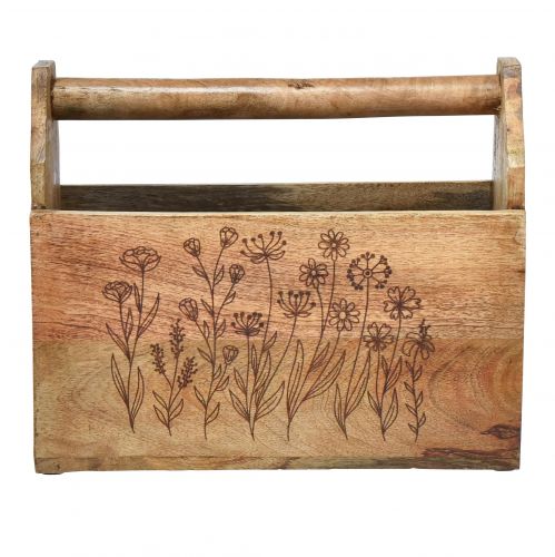 Floristik24 Medinė dėžė su rankena įrankių dėžė medinė 30x15x24cm