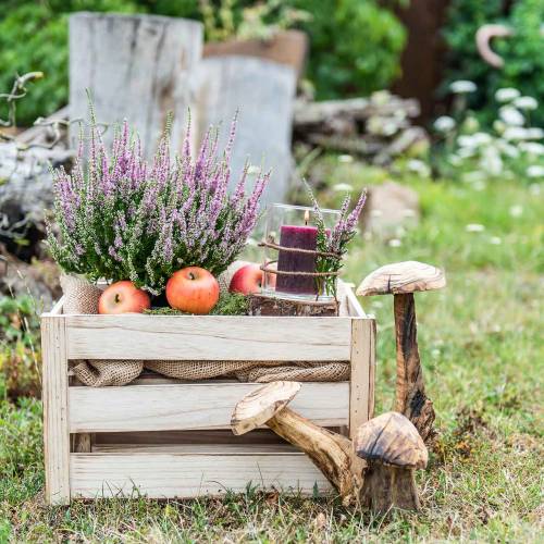 Floristik24 Medinė dėžutė natūrali ruda 43,5 cm / 37,7 cm / 31,8 cm rinkinys iš 3