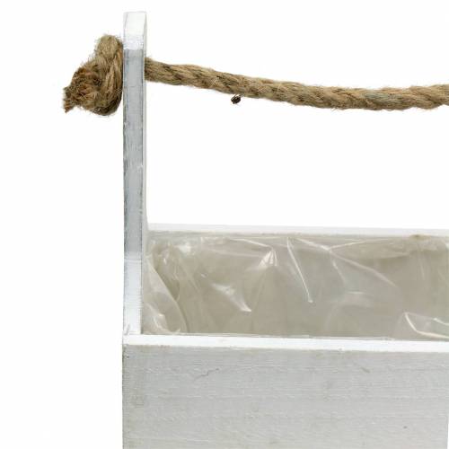 Floristik24 Augalų dėžutė įrankių dėžė su rankena medinė dėžutė balta 27 × 15 cm / 22 × 10,5 cm