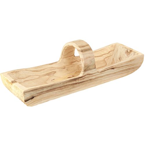 Floristik24 Medinis krepšelis su rankena Paulownia wood 56×16cm H16cm