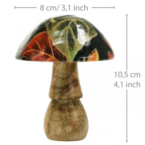 Floristik24 Mediniai grybų lapai rudens puošmena grybas mango medis juodas, spalvingas Ø8cm H10,5cm