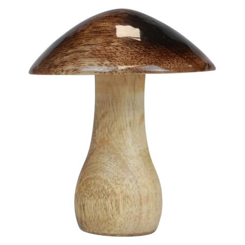 Floristik24 Medinė grybų puošmena natūralaus rudo blizgesio efektas Ø10cm H12cm