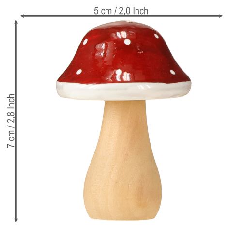 Floristik24 Mediniai grybai, musmirės, dekoracija, mediena, FSC, raudonai ruda, aukštis 6,5/7 cm, 4 vnt.