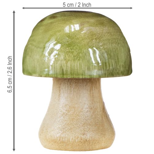 daiktų Mediniai grybai, rudens dekoracija, žali, raudoni, oranžiniai, aukštis 6,5 cm, 9 vnt.