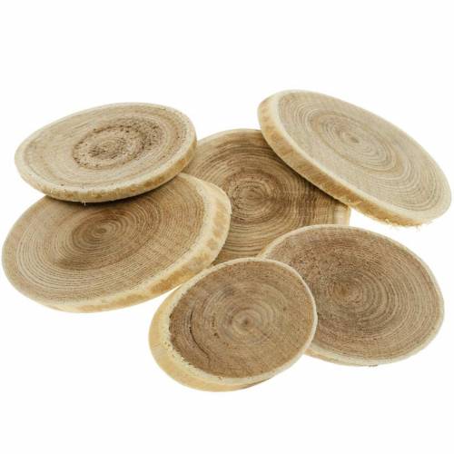 Dekoratyviniai mediniai diskai ovalūs natūralūs diskai Ø4-7cm medinė puošmena 400g