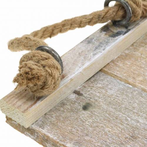 Floristik24 Medinis padėklas su virvinėmis rankenomis 35cm x 20cm H15cm