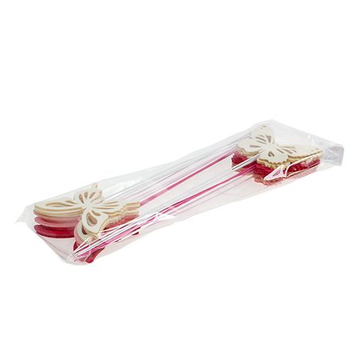 Floristik24 Medinis drugelis su rožine viela. 8 cm 18 vnt