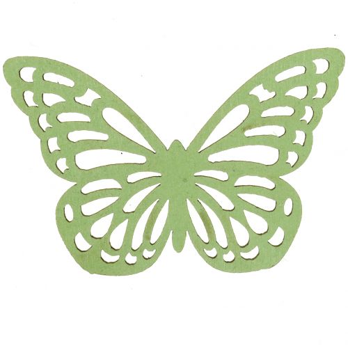 daiktų Medinis drugelis žalias / baltas 5cm 36vnt