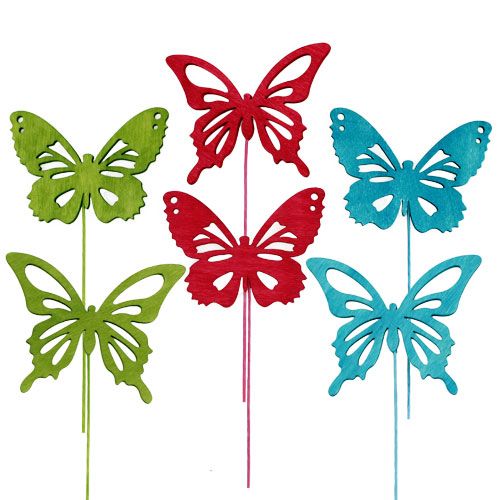 daiktų Medinis drugelis su įvairių spalvų viela. 8cmx6cm L28cm 18 vnt
