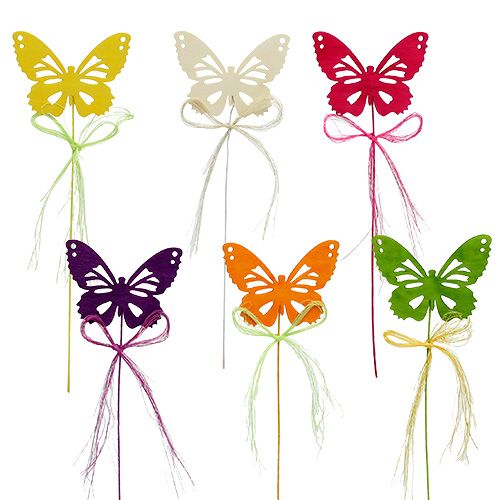 Floristik24 Mediniai drugeliai ant vielos, įvairių spalvų 8cm 24vnt