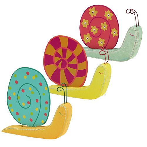 Floristik24 Medinė sraigė 10,5 x 9cm spalvota 6vnt