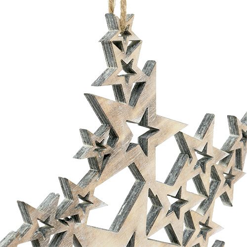 Floristik24 Medinė žvaigždutė pakabinama 24cm x 24cm L35cm 1vnt