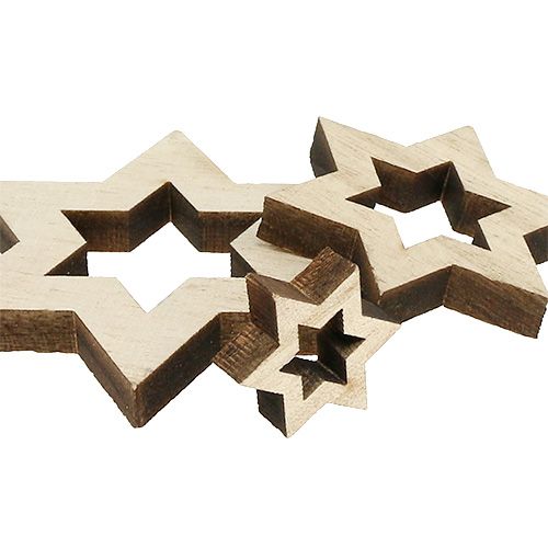 Floristik24 Medinės žvaigždės mišinys 2,5cm - 7cm natūralus 35vnt