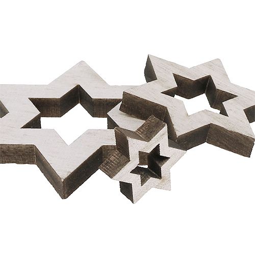 Floristik24 Medinės žvaigždutės mišinys 2,5cm - 7cm balintas 35p