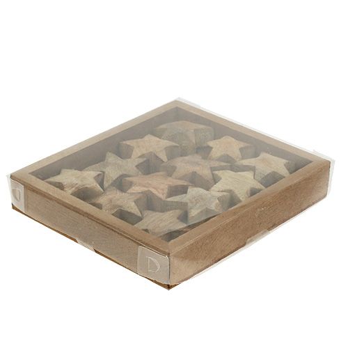 Floristik24 Medinė žvaigždutė gamta 5cm - 6cm dėžutėje 12vnt