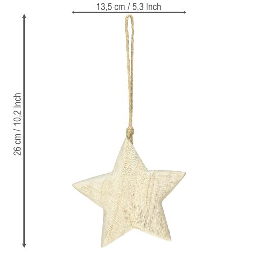 daiktų Medinė žvaigždė, natūrali kalėdinė dekoracija, Ø13,5 cm