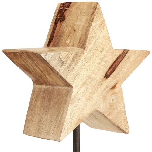 daiktų Medinė žvaigždė natūrali su strypo pagrindo žvaigždės apdaila 20x9,5x50cm