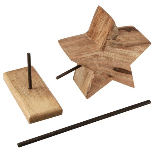 daiktų Medinė žvaigždė natūrali su strypo pagrindo žvaigždės apdaila 20x9,5x50cm