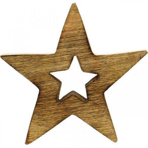 Floristik24 Medinė žvaigždės liepsna medinė dekoracija Kalėdų žvaigždė stovi 15cm